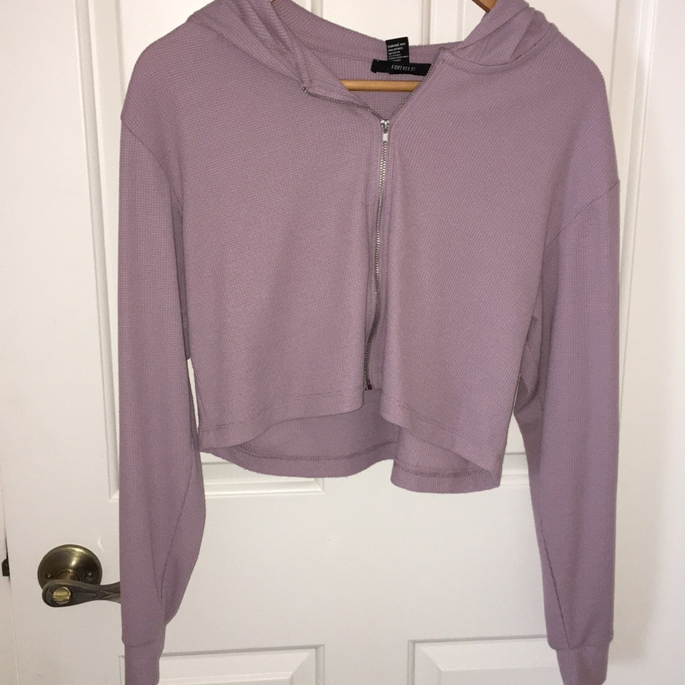 zip up crop top sweater from FOREVER 21